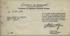 Univ of Maryland Cert of Admission